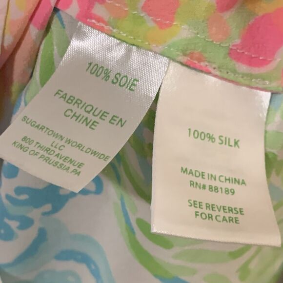 Lilly Pulitzer Cosmos 100% Silk Sleeveless Top Medium Tank Preppy Coastal Beach - Picture 6 of 6